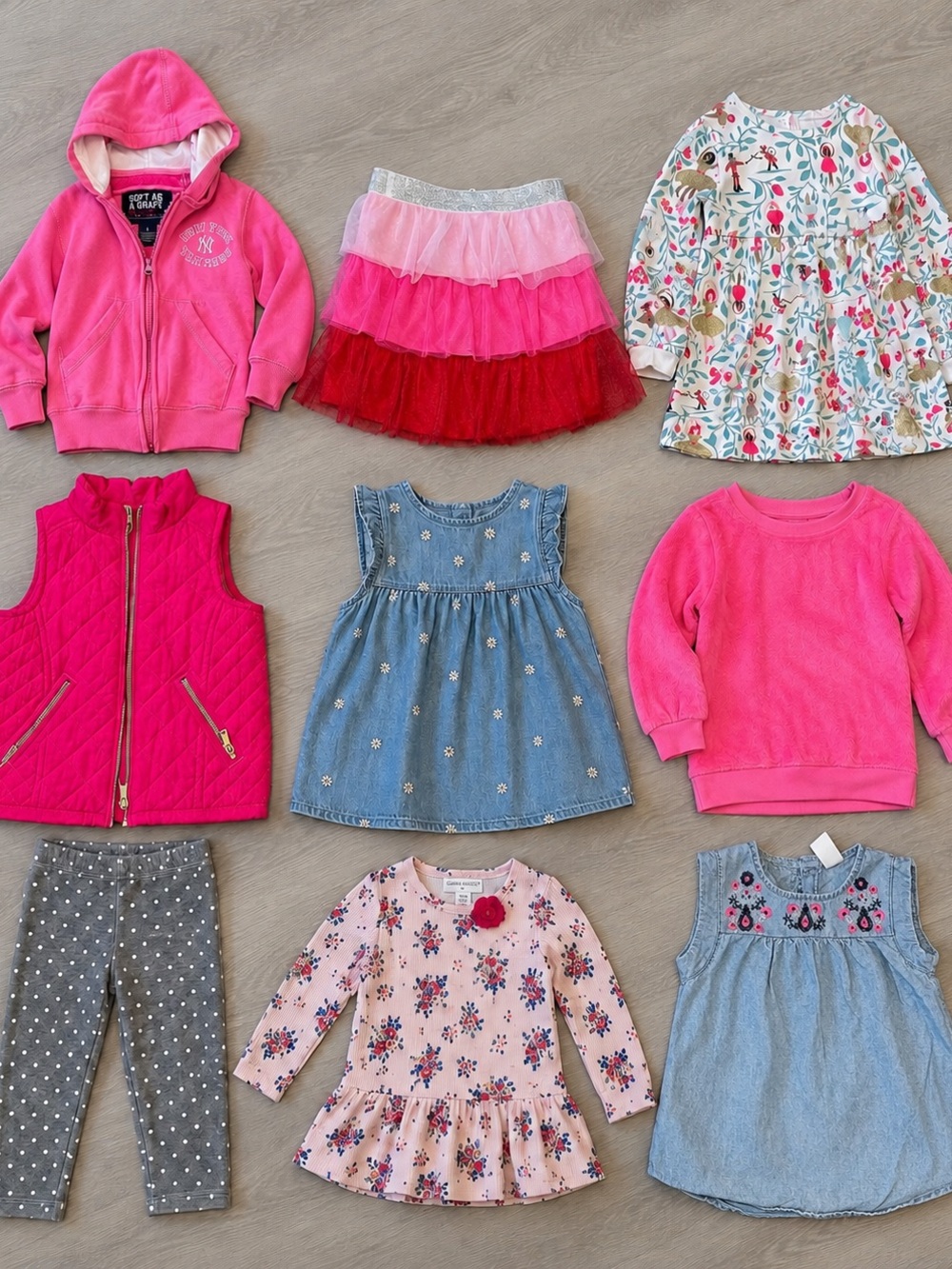 2T Toddler Girl Clothing Bundle Lot Carter’s Jumping Beans 9pc Outfits